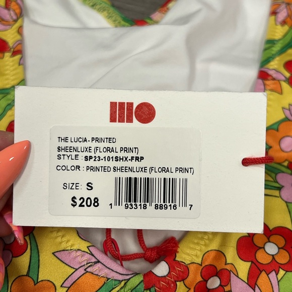 Solid and Striped Ruched Floral One Piece - Picture 5 of 6